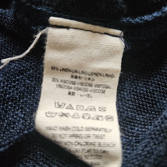 Free People We The Free Affogato Hacci Tunic Top Blue Linen Blend Boho Medium - Picture 7 of 11